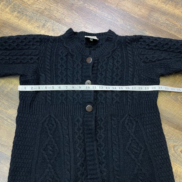 Kilronan Knitwear Womens Medium Wool Cardigan Cable Knit Fisherman Ireland Black - Picture 4 of 9